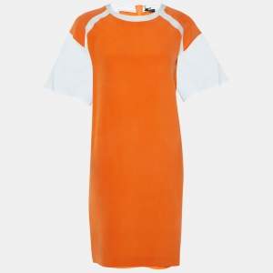 Joseph Orange Silk & Organza Detail Shift Dress M
