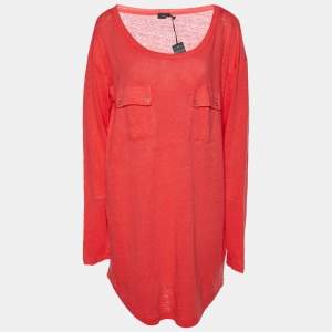 Joseph Pink Linen Knit Pocket Detail Tunic L