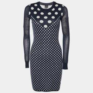 Joseph Navy Blue Spot Jacquard Knit Romelie Mini Dress S