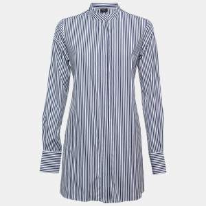 Joseph Blue Striped Cotton Back Tie Detail Shirt M