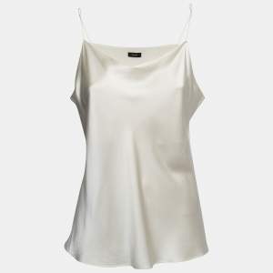 Joseph Off White Silk Satin V-Neck Camisole Top L