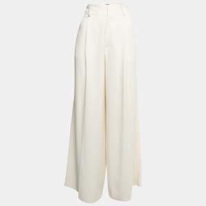 Joseph Cream Crepe Wide-Leg Pants M