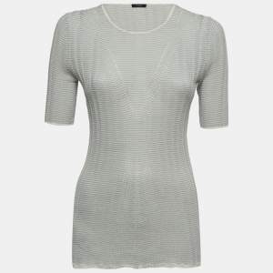 Joseph Light Blue Striped Cotton Knit Top XS