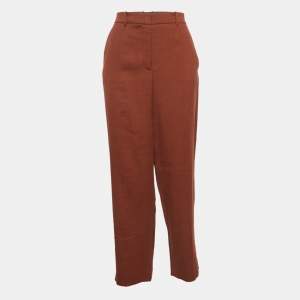 Joseph Brown Crepe Linen Trina Straight Fit Pants M