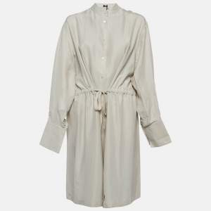 Joseph Cream Parachute Silk Belted Shirt Dress L