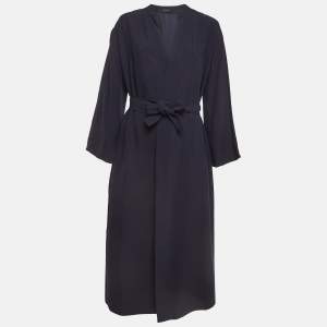 Joseph Navy Blue Crepe Midi Wrap Dress M