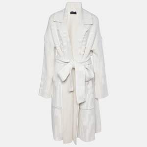 Joseph Ivory Graphic Stitch Merino Wool Cardigan Coat M