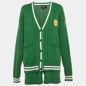 مملوكة مسبقًا Joshua Sanders x Smiley Green Cable Knit Cardigan and Shorts Set S