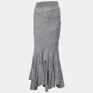 Junya Watanabe Comme Des Garcon Grey Wool Asymmetric Maxi Skirt L