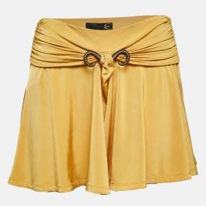 Just Cavalli Yellow Jersey Embellished Waist Mini Skirt S