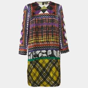 Just Cavalli Multicolor Printed Satin Silk Mini Dress L