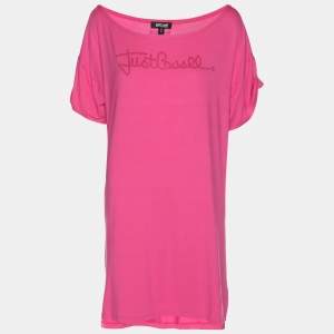 Just Cavalli Pink Jersey Logo Tops L