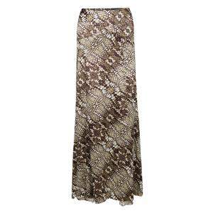Pre Owned Just Cavalli Animal Print Satin Flared Bottom Maxi Skirt M