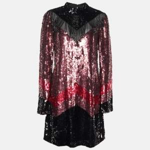 Just Cavalli Pink Sequin Embellished Shift Dress M