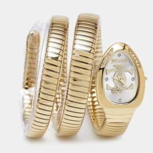 Just Cavalli Silver Gold Plated Stainless Steel Glam Evo JC1L228M0035 Women's Wristwatch 22 mm 