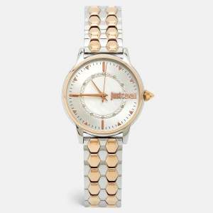 Just Cavalli Silver Two Tone Stainless Steel Set Emozioni JC1L149M0085 Women's Wristwatch 34 mm