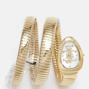 Just Cavalli Silver Gold Plated Stainless Steel Glam Evo JC1L228M0035 Women's Wristwatch 22 mm 