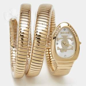 Just Cavalli Silver Dial Gold Tone Stainless Steel Snake JC1L228M0035 Women's Wristwatch 22 mm