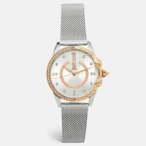 مملوكة مسبقًا Just Cavalli Serpente JC1L095M0105 Silver Dial Two-Tone Stainless Steel Women's Wristwatch 32 mm