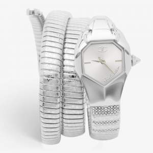مملوكة مسبقًا Just Cavalli Glam Snake Septagon JC1L112M0015 Silver Dial Stainless Steel Women's Wristwatch 22 mm