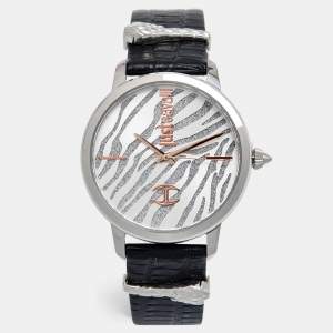 Just Cavalli Silver Stainless Steel Leather JC1L127L0015 Women's Wristwatch 38 mm