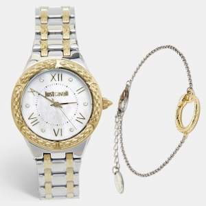 Just Cavalli Mother Of Pearl Two-Stainless Steel Cucitura JC1L200 Women's Wristwatch 35 mm