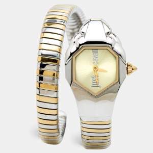 Just Cavalli Champagne Two-Tone Stainless Steel Glam Chic Snake JC1L001M0035 Women's Wristwatch 22 mm