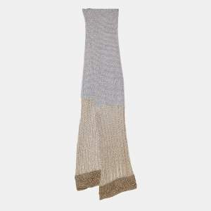Just Cavalli Beige & Gold Lurex Knit Scarf