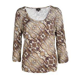 Just Cavalli Brown Animal Printed Knit Top L