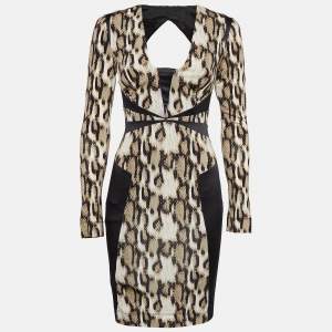 Just Cavalli Black Snake Skin Print Jersey Midi Dress S