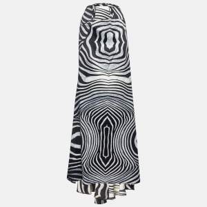 Just Cavalli Black/White Animal Print Satin Maxi Skirt L