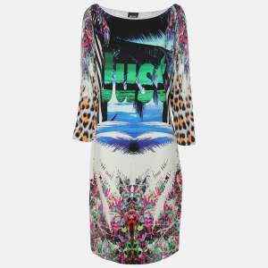 Just Cavalli Multicolor Viscose Blend Midi Dress XL