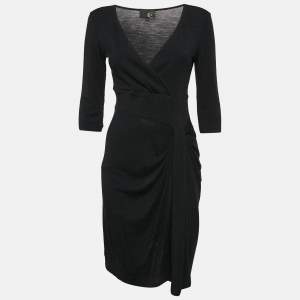 Just Cavalli Black Jersey Draped Short Dress M