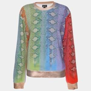 Just Cavalli Multicolor Python Print Cotton Blend Sweater M