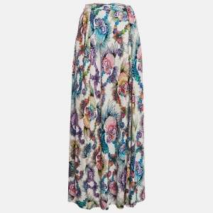 Just Cavalli Multicolor Shell Print Jersey Maxi Skirt M