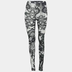 Just Cavalli Black/White Printed Jersey Leggings S