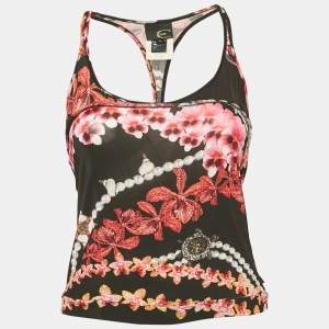 Just Cavalli Multicolor Printed Jersey Racer Back Top S