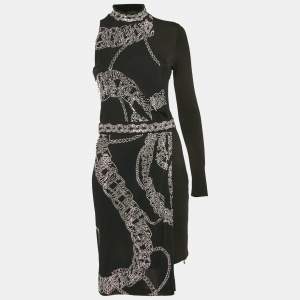 Just Cavalli Black Rhinestones Detail Jersey One Shoulder Short Dress M