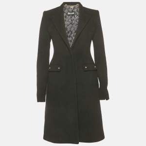 مملوكة مسبقًا Just Cavalli Black Wool Tailored Coat S