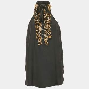 مملوكة مسبقًا Just Cavalli Black Chiffon Frilled Sleeveless Top M