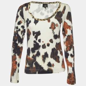 Just Cavalli  White Printed Cotton Long Seeve T-Shirt L
