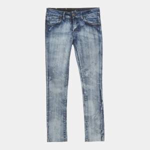 Pre Owned Just Cavalli Blue Patterned Denim Skinny Jeans S Waist 25"