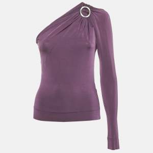Just Cavalli Purple Jersey One Shoulder Top M