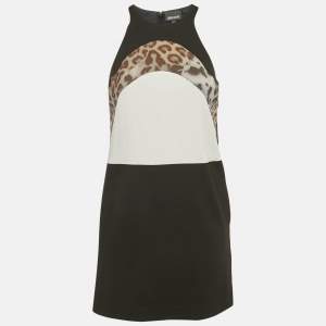 Pre Owned Just Cavalli Black Jersey Panel Detail Sleeveless Mini Dress XS