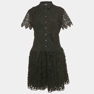 Pre Owned Just Cavalli Black Lace Embroidered Detail Mini Dress M