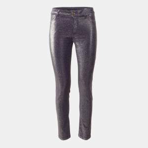 Pre Owned Just Cavalli Purple Metallic Denim Just Chic Jeggings M/Waist 28.5"