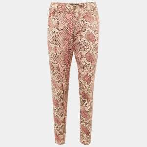 Pre Owned Just Cavalli Pink Animal Print Denim Skinny Fit Jeans L Waist 31"