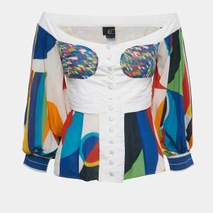 مملوكة مسبقًا Just Cavalli Multicolor Printed Silk Top M