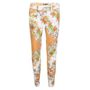Just Cavalli Multicolor Floral And Python Print Straight Fit Jeans M