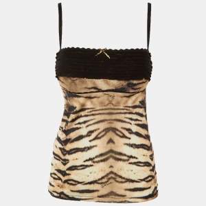 مملوكة مسبقًا Just Cavalli Underwear Beige Animal Print Jersey Camisole M
